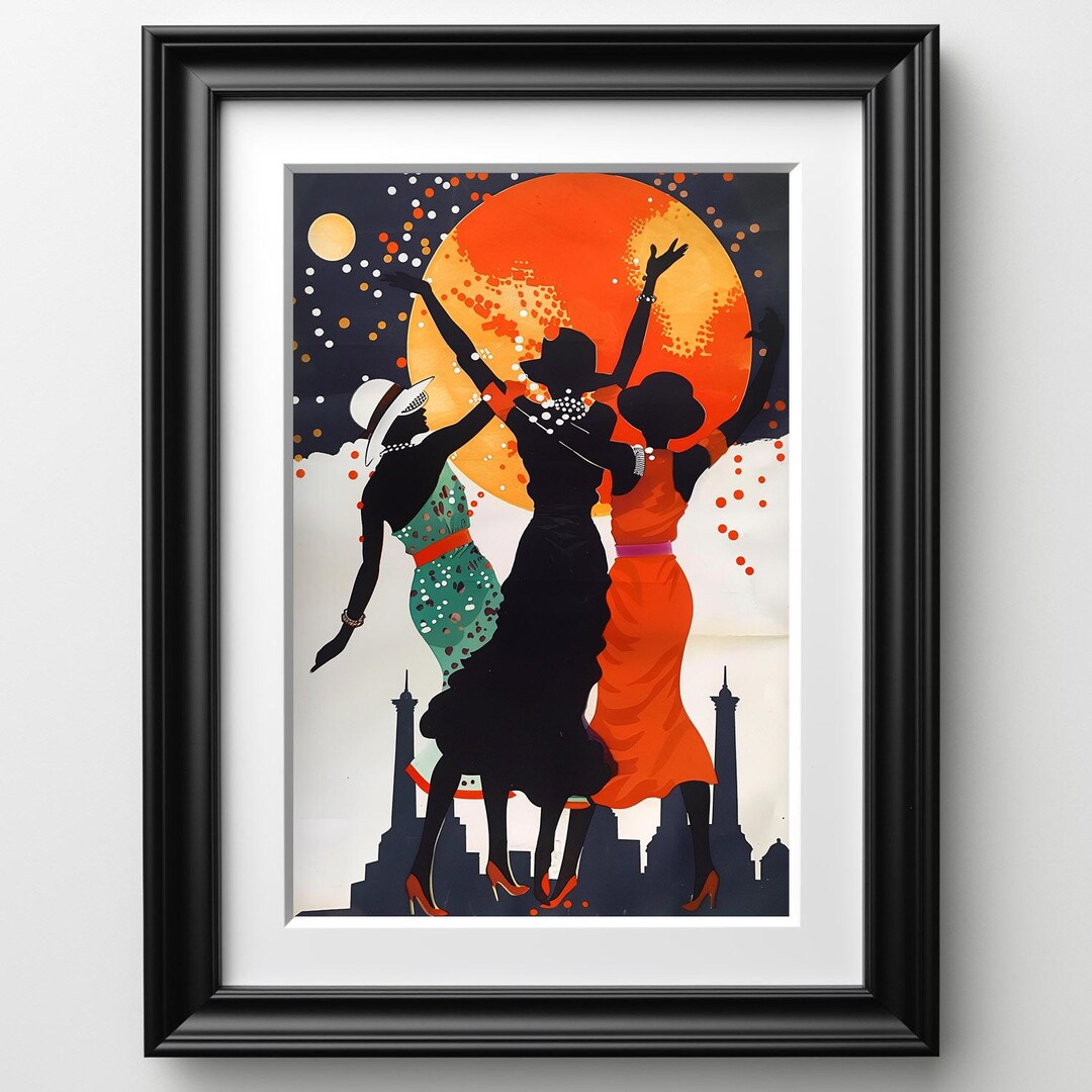 Art Deco Flapper Wall Art Print Roaring 20s Jazz Age Dancers Moon City ...