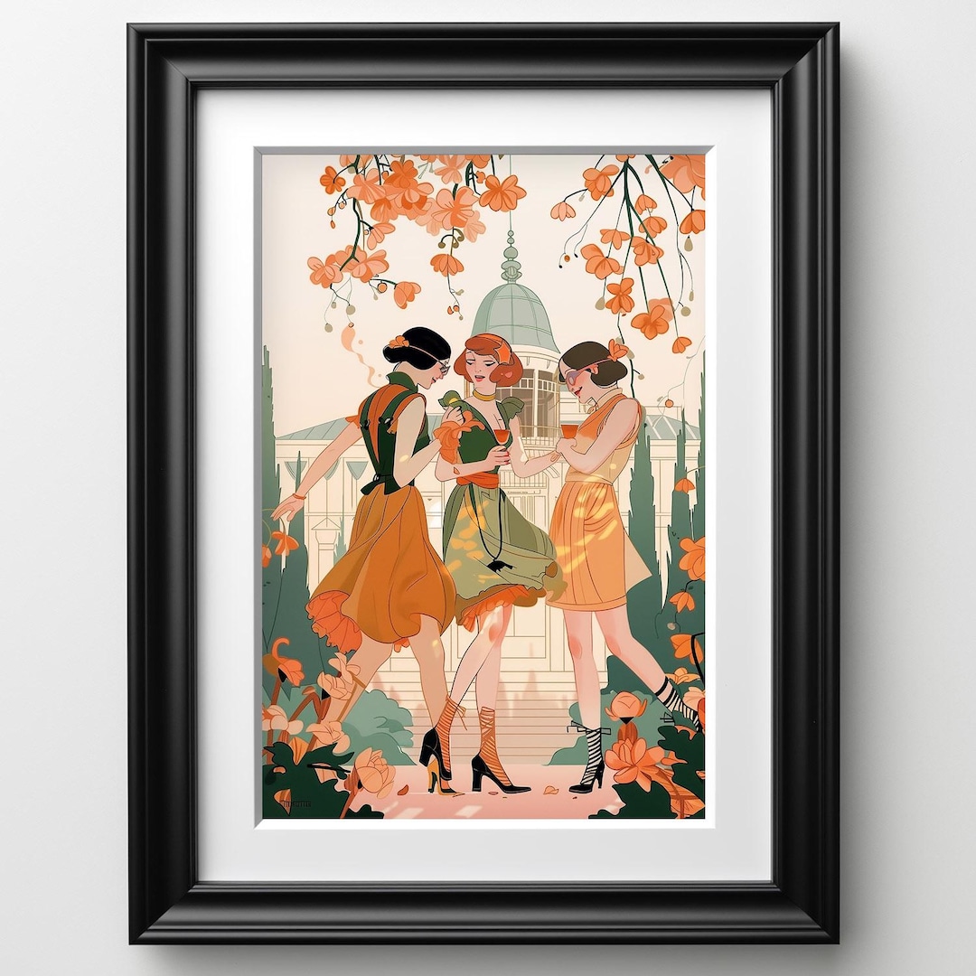 Art Deco Flapper Wall Art Print Roaring 20s Garden Party Vintage 1920s ...