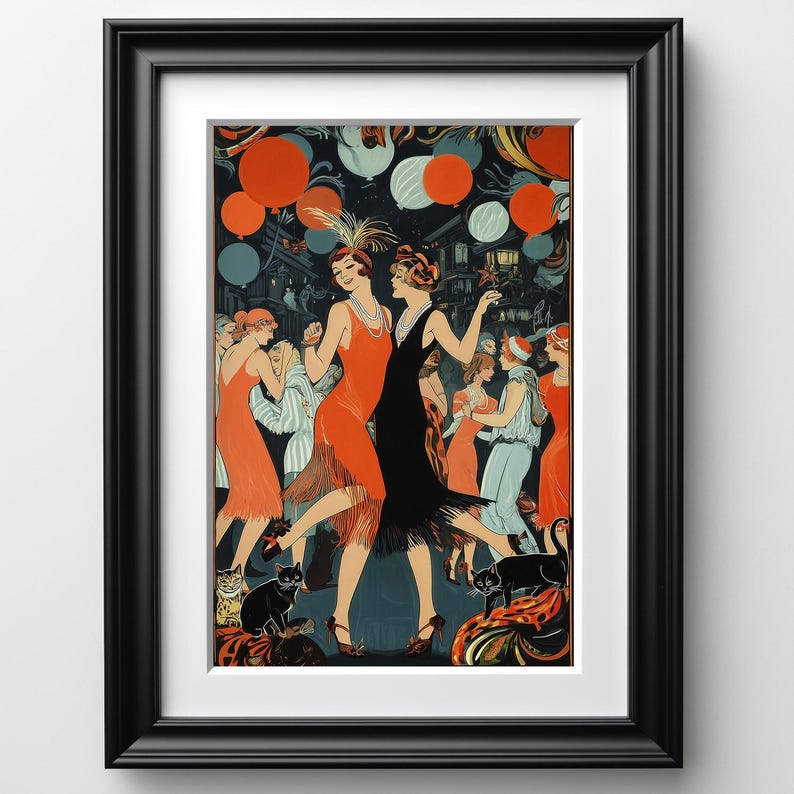 Art Deco Flapper Wall Art Print Roaring 20s Speakeasy Dance Party ...