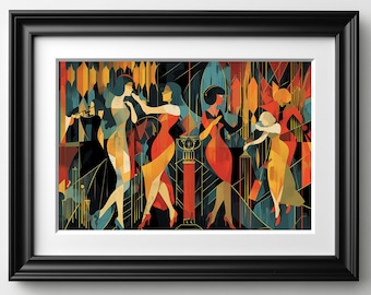1920 Pintura abstracta Impresión artística Fiesta de baile de flappers