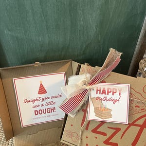 Fijne verjaardag, ik dacht dat je wel wat deeg kon gebruiken | DIGITALE DOWNLOAD | Bundel pizza-cadeaulabel | Manieren om geld cadeau te doen | Verjaardagscadeau tiener