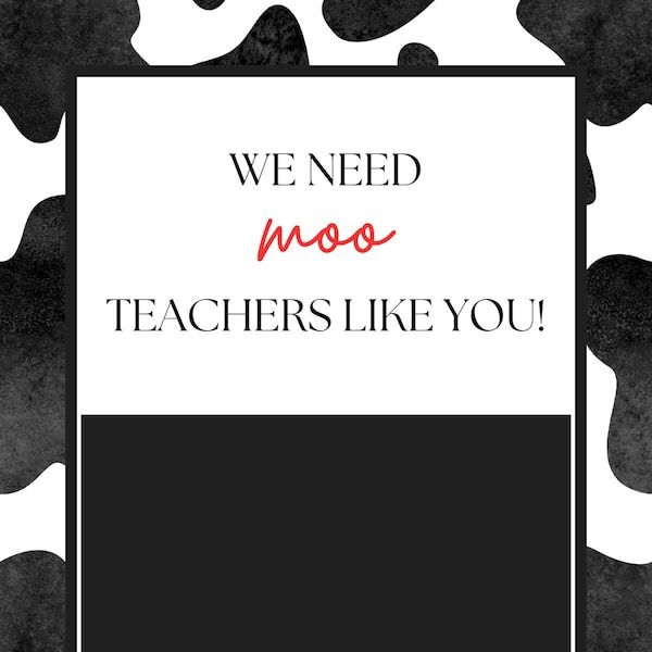 We Need Moo Teachers Like You Gift Card Tag | Teacher Appreciation Gift Ideas | Tag for Gift Card | DIGITAL DOWNLOAD