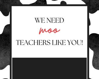 We Need Moo Teachers Like You Geschenkkartenanhänger | Geschenkideen zur Wertschätzung von Lehrern | Tag für Geschenkkarte | DIGITALER DOWNLOAD