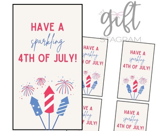 Have A Sparkling Fourth Of July Gift Tag | DIGITAL DOWNLOAD |  4th Of July Hostess Gift Tag | Host Gift Ideas | 2.5" x 4.5" Tag