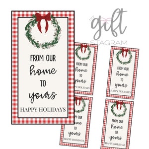 Van ons huis naar het jouwe - Happy Holidays-cadeaulabel | DIGITALE DOWNLOAD | Cadeau-ideeën voor de feestdagen | Label van 2,5 x 4,5 inch
