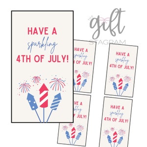 Etiquette cadeau pétillante du 4 juillet | TÉLÉCHARGEMENT NUMÉRIQUE |  Étiquette-cadeau pour hôtesse du 4 juillet | Idées cadeaux pour hôtes | Étiquette de 2,5 x 4,5 pouces