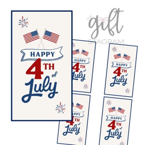 Étiquette-cadeau Joyeux 4 juillet | TÉLÉCHARGEMENT NUMÉRIQUE |  Idées cadeaux Joyeux 4 juillet | Idées cadeaux estivales pour hôtes | Étiquette de 2,5 x 4,5 pouces