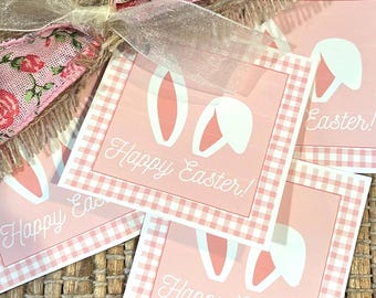 Happy Easter Gift Tag | DIGITAL DOWNLOAD | Easter Gift Tag | Easter Gift Ideas | Hostess Gift | 3x3&quot; Tag | Pink Gingham