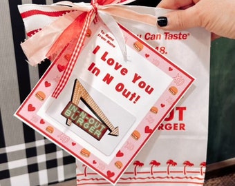 I Love You In-N-Out Gift Tag | Gift Card Tag Holder | Tag for Gift Card | Fast Food Gift Ideas | Valentine's Day Gift Tags
