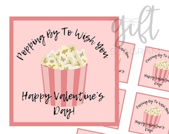 Just Popping By Valentine's Day Gift Tag | Valentine's Gift Ideas | Valentine's Day Tags | 3x3" Tag