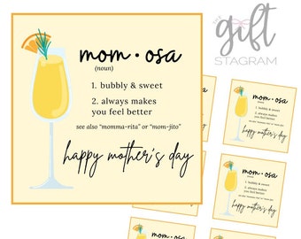 Mom-osa Gift Tag | DIGITAL DOWNLOAD | Mother's Day Gift Tag | Mother's Day Gift Ideas | 3x3" Tag