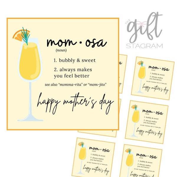 Mom-osa Gift Tag | DIGITAL DOWNLOAD | Mother's Day Gift Tag | Mother's Day Gift Ideas | 3x3" Tag