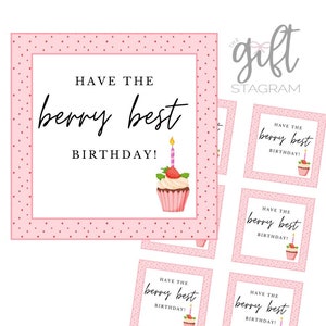 Berry Mejor etiqueta de regalo de cumpleaños / DESCARGA DIGITAL / Etiqueta de regalo de feliz cumpleaños / Ideas de regalo de cumpleaños / Etiqueta de 3x3"
