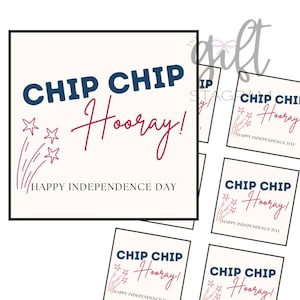 Chip Chip Hooray glücklicher Unabhängigkeitstag Anhänger | DIGITALER DOWNLOAD |  4.Juli Geschenkanhänger | Hostessen Geschenkideen | 3x3" Anhänger
