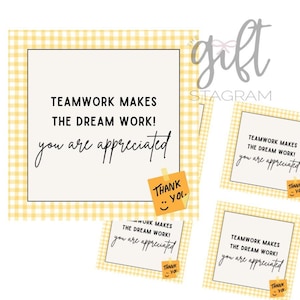 Teamarbeit lässt den Traum funktionieren Sie sind geschätzter Geschenkanhänger | DIGITALER DOWNLOAD | Mitarbeiter Geschenkanhänger | Danke Geschenkideen | 3x3" Anhänger