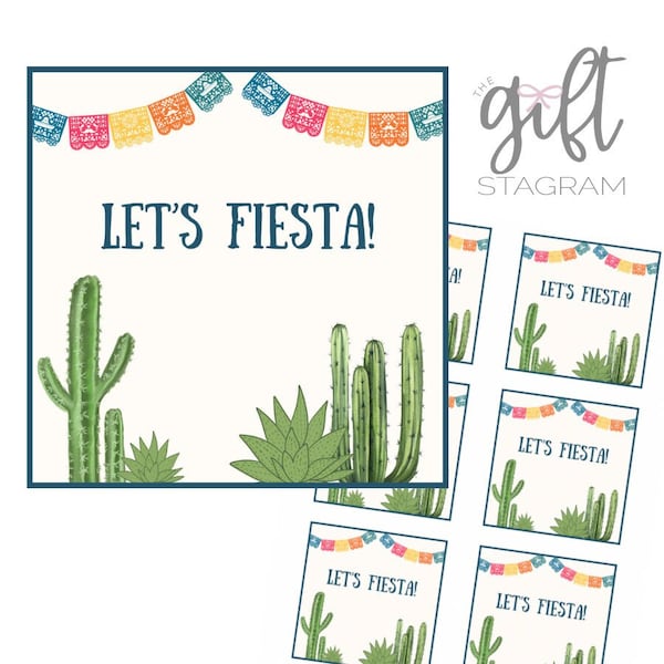 Let's Fiesta Gift Tag | DIGITAL DOWNLOAD |  Summertime Hostess Gift Tag | Hostess Gift Ideas | 3x3" Tag