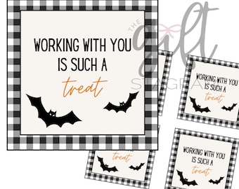 Working With You Is A Real Treat Gift Tag | DIGITAL DOWNLOAD | Halloween Coworker Gift Tag | Halloween Gift Ideas | 3x3" Tag
