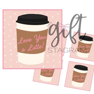 ¡Te amo a un café con leche! / Ideas para regalos de San Valentín / Feliz día de San Valentín / Etiquetas de regalo para el día de San Valentín para amigos y Galentine / Etiquetas de 3 x 3"