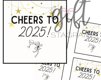 Proost op 2025 Cadeaukaartje | DIGITALE DOWNLOAD | Cadeaukaartje voor nieuwjaar | Gelukkig nieuwjaar cadeau-ideeën | Label van 3 x 3 inch