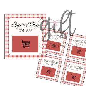 Sip N 'Shop On Me / Uns! Geschenkanhänger | Danke Geschenkideen | So verschenken Sie Geschenkkarten | Geburtstag Geschenkanhänger | DIGITALER DOWNLOAD | Drucksachen |