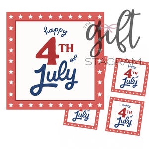 Etiqueta de regalo para el 4 de julio / DESCARGA DIGITAL / Etiqueta de regalo para el 4 de julio / Regalo imprimible para anfitriona / Etiquetas de regalo de verano / Etiqueta de 3x3"