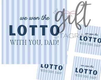 Wygraliśmy z Tobą na Lotto, tato – etykieta na prezent | POBIERZ CYFROWO | Etykieta na prezent z okazji Dnia Ojca | Pomysły na prezent na Dzień Ojca | Etykieta 3x3"