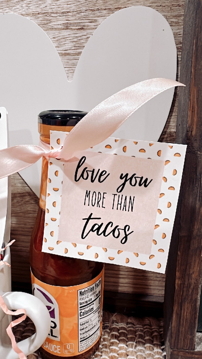 Love You More Than Tacos Gift Tag Valentine's Day Gift Tag Pair With Taco & Tequilas Gift Simple Valentine's Gift Tag image 5