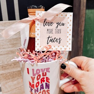 Love You More Than Tacos Gift Tag Valentine's Day Gift Tag Pair With Taco & Tequilas Gift Simple Valentine's Gift Tag image 2