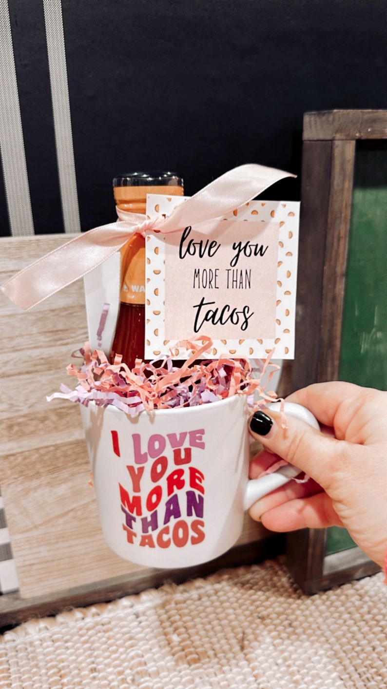 Love You More Than Tacos Gift Tag Valentine's Day Gift Tag Pair With Taco & Tequilas Gift Simple Valentine's Gift Tag image 2