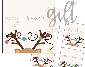 Merry Christmas Gift Tag | DIGITAL DOWNLOAD | Happy Holidays Gift Tags | Christmas Gift Idea | Cute Christmas Lights Gift Tag | 3x3" Tag