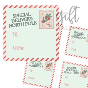 Sonderlieferung: Nordpol Geschenkanhänger | DIGITALER DOWNLOAD | Happy Holidays Geschenkanhänger | Geschenkanhänger Weihnachten | 3x3" Anhänger