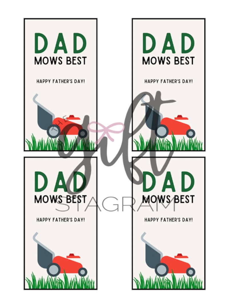 Dad Mows Best Gift Tag DIGITAL DOWNLOAD Father's Day Gift Tag Father's ...