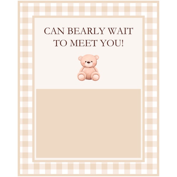 Can Bearly Wait To Meet You Gift Tag | Baby Shower Gift Ideas | Tag for Gift Card | DIGITAL DOWNLOAD