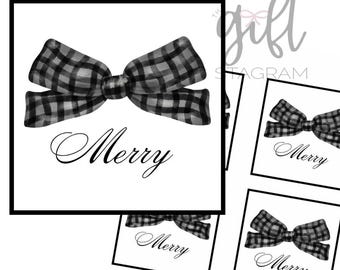 MERRY Holiday Bow Christmas Gift Tag | DIGITAL DOWNLOAD | Happy Holidays Gift Tags | Christmas Gift Idea | Cute Bow Gift Tag | 3x3" Tag