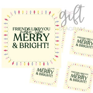 Freunde wie du machen das Leben fröhlich und hell Geschenkanhänger | DIGITALER DOWNLOAD | Happy Holidays Geschenkanhänger | Geschenkanhänger Weihnachten | 3x3" Anhänger
