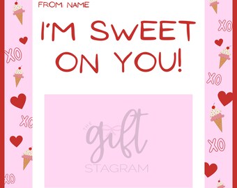 I'm Sweet On You Gift Tag | Gift Card Tag Holder | Tag for Gift Card | Ice cream Gift Ideas | Valentine's Day Gift Tags