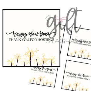 Happy New Jahre - Danke für die Aufnahme als Geschenkanhänger | DIGITALER DOWNLOAD | Neujahr Geschenkanhänger | Neue Jahre Hostessen Geschenkideen | 3x3" Anhänger