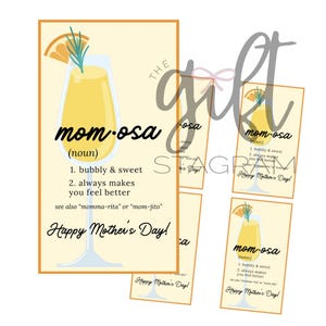 Mom•osa Gift Tag / Etichetta per vino per la festa della mamma / DOWNLOAD DIGITALE / Etichette regalo per la festa della mamma / Etichette digitali / Etichette stampabili