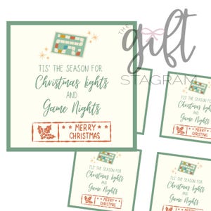 Game Night Christmas Gift Tag | DIGITAL DOWNLOAD | Board Game Christmas Gift Tag | Christmas Gift Tag | 3x3" Tag