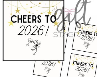 Proost op 2026 Cadeaukaartje | DIGITALE DOWNLOAD | Cadeaukaartje voor nieuwjaar | Gelukkig nieuwjaar cadeau-ideeën | Label van 3 x 3 inch