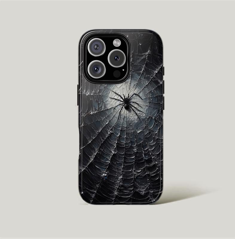 Black Spider Web Phone Case Nature Painting iPhone Cover Cute Creepy Aesthetic for iPhone 15 14 13 12 11 Pro Max 8 Plus X Samsung Galaxy