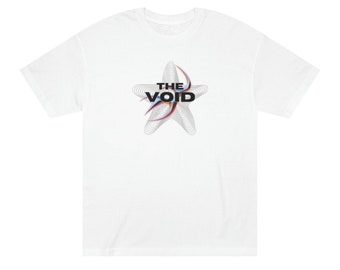 Das Void Star Graphic T-Shirt | Unisex Baumwoll T-Shirt | Streetwear Grafik T-Shirt | Schwarz-Weiß-Shirt | Silberner Stern Grafikdruck | Rundhalsausschnitt