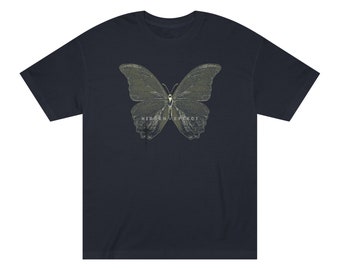 Camiseta gráfica de mariposa de efecto oculto / Camiseta de mariposa / Camiseta de algodón pesado unisex / Camisa de calle / Gráfico de mariposa de sombra
