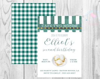 Cafe Two Monde Birthday Invitation | Cafe Du Monde | Beignet Birthday Party | Printable | Digital Invite | New Orleans | Louisiana Theme