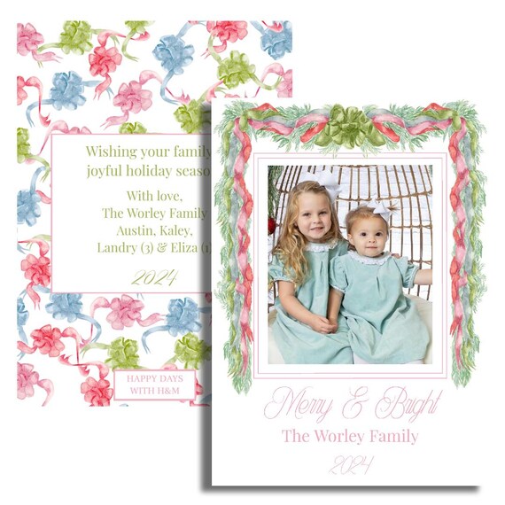 Bow Garland Christmas Card | Grandmillennial | Digital Holiday Card | Bows | Colorful | Bright | Photo Card | Family Photo | Custom Card - Etsy Bow Garland Christmas Card | Grandmillennial | Digital Holiday Card | Bows | Colorful | Bright | Photo Card | Family Photo | Custom Card - Etsy