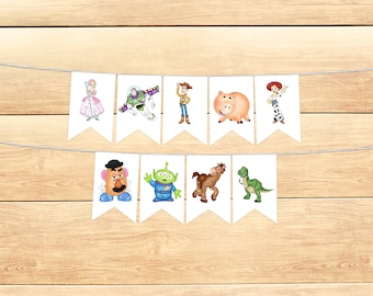 Two Infinity & Beyond Birthday Banner | Characters | Girl's Toy Story Decor| Watercolor Party Decor | Printable Banner | Digital Decor