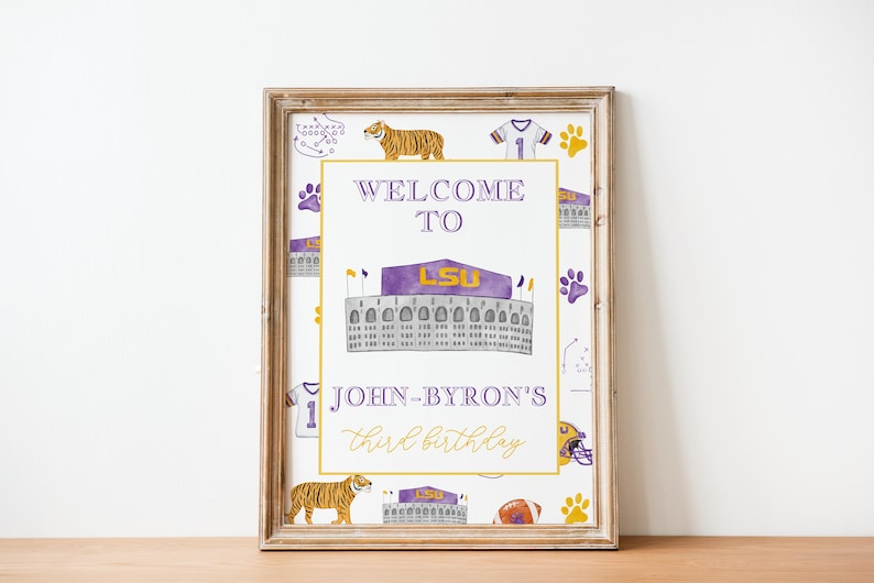 Football Birthday Welcome Sign | Football Theme | Boy | LSU | Tigers ...