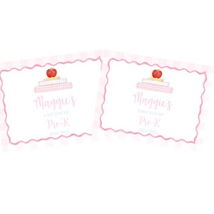 First Day of School Sign | Picture Prop | Printable | Last Day of School Sign | Editable Text | Watercolor | Pink Gingham | Books | Preppy