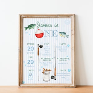 Big One Fish Birthday Milestone Sign | Fishing | Poster | Editable | Milestone Board | Digital | Printable | First Birthday | Party Decor