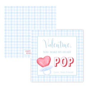 Me haces estallar el corazón / Etiqueta de San Valentín / Anillo de San Valentín / Recuerdos de clase / Piruleta / Chupete / Tarjetas de San Valentín / Azul